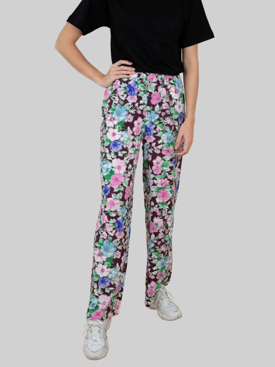 Dame Vero Moda Bukser | Elin Blomstret Pants - Port Royale/Big Flower