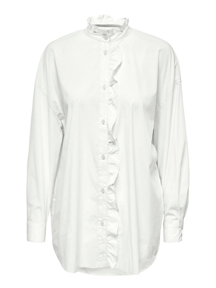 Dame ONLY Skjorter & Bluser | Sofia Frill Bluse - Bright White