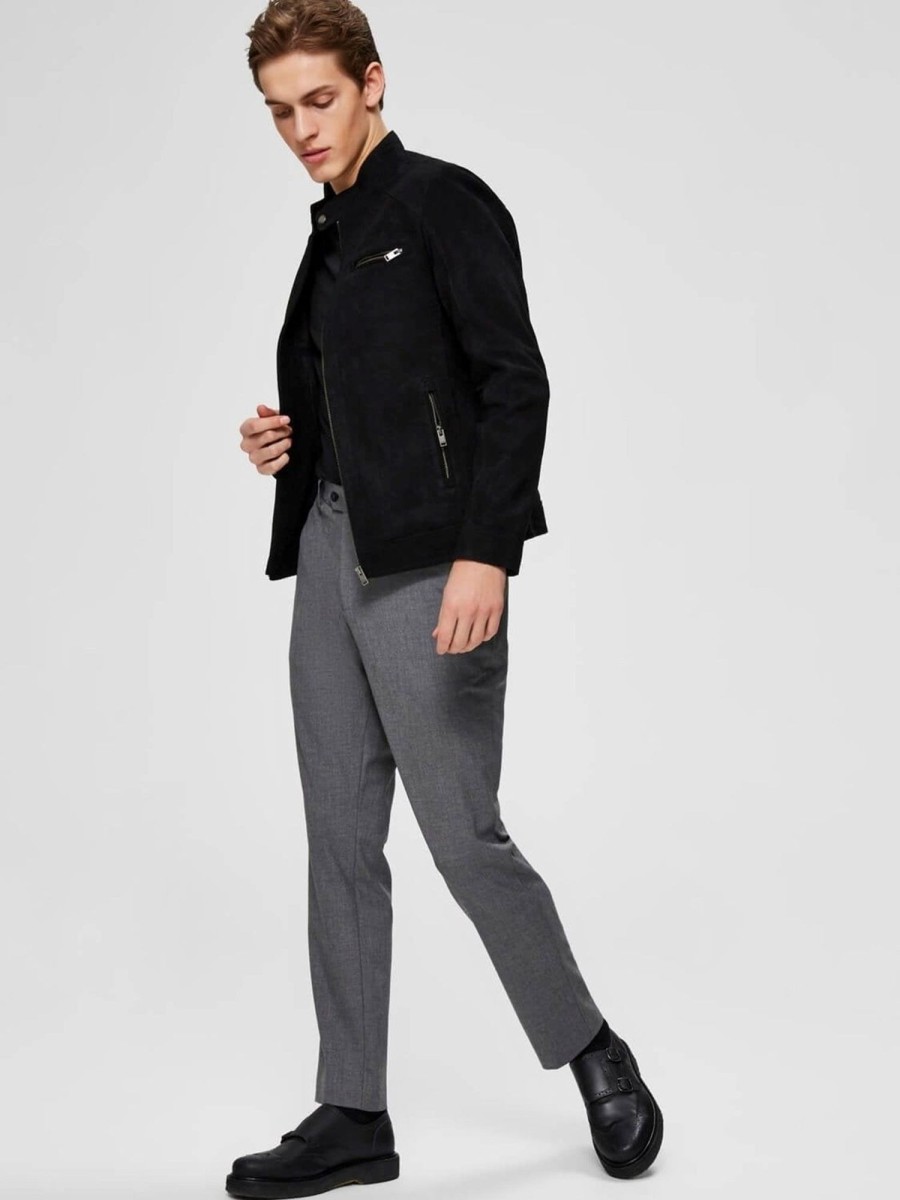 Herre Selected Homme Bukser | Carlo Flex Pants - Morke Gra