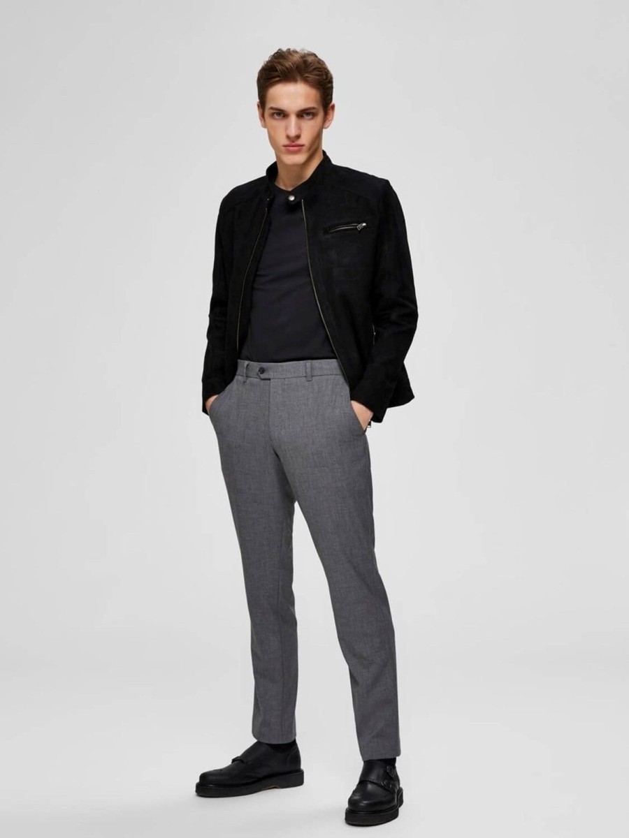 Herre Selected Homme Bukser | Carlo Flex Pants - Morke Gra