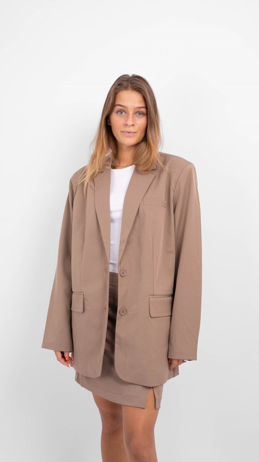 Dame PIECES Blazere | Size Oversized Blazer - Fossil