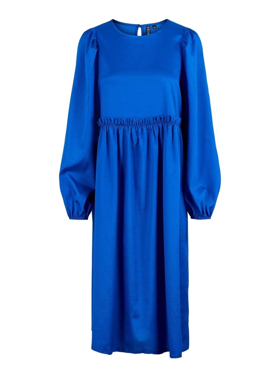 Dame PIECES Kjoler | Dyne Midi Dress - Deep Ultramarine