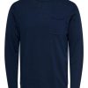 Herre Only u0026 Sons Trojer | Pocket Crewneck Strik - Dressblues