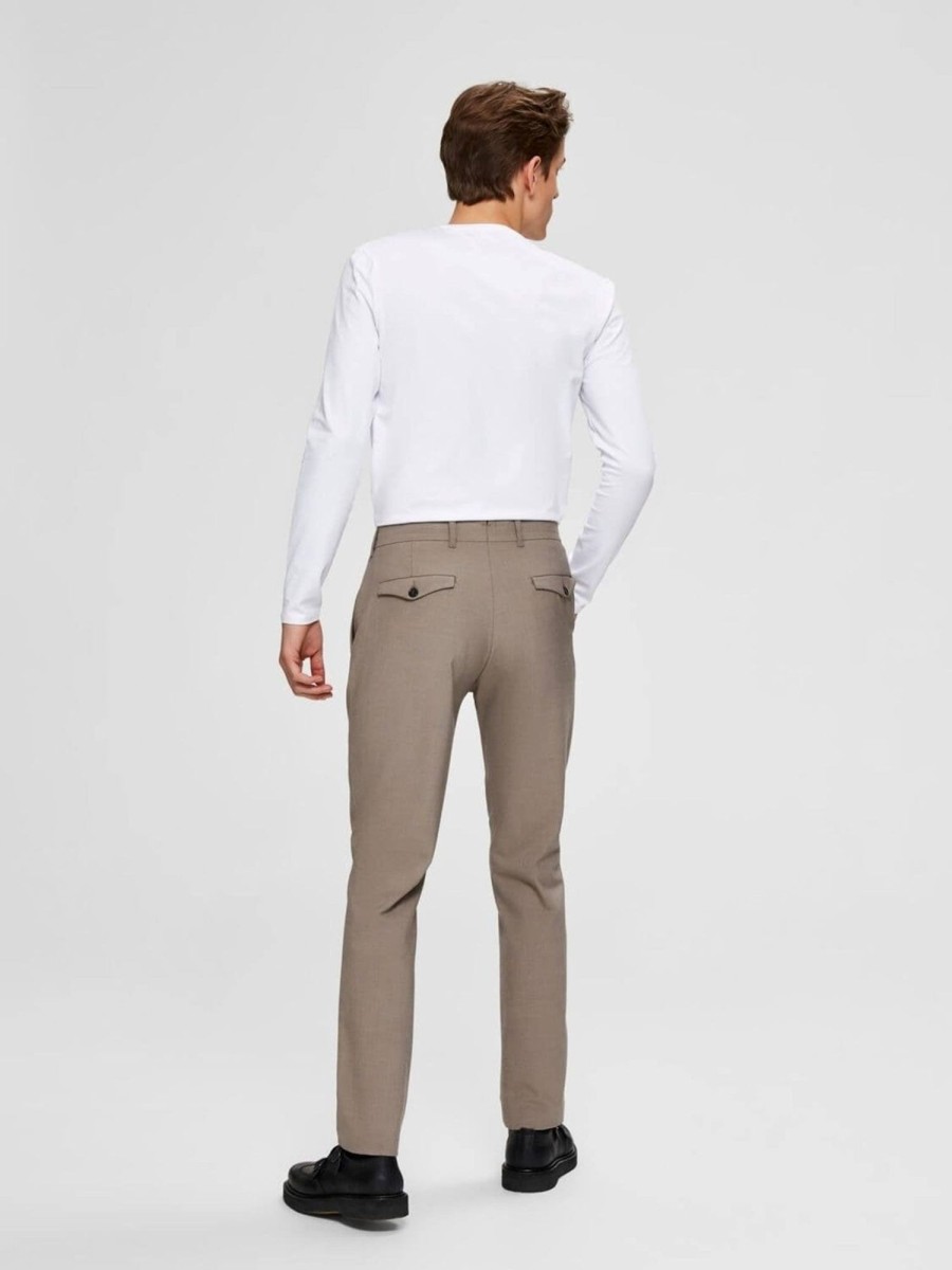 Herre Selected Homme Bukser | Noos - Slhslim-Carlo Flex Struc Pants B Noos - Sand