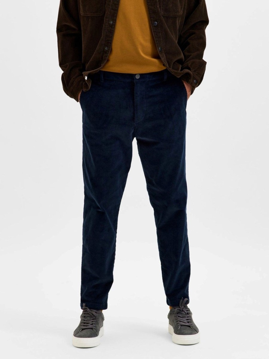 Herre Selected Homme Bukser | Slimtape-Repton Cord Pants - Dark Sapphire