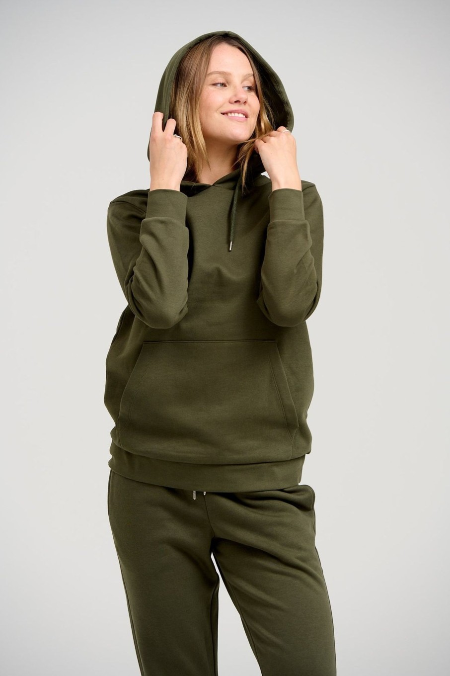 Dame TeeShoppen Trojer | Basic Hoodie Sweat - Morkegron