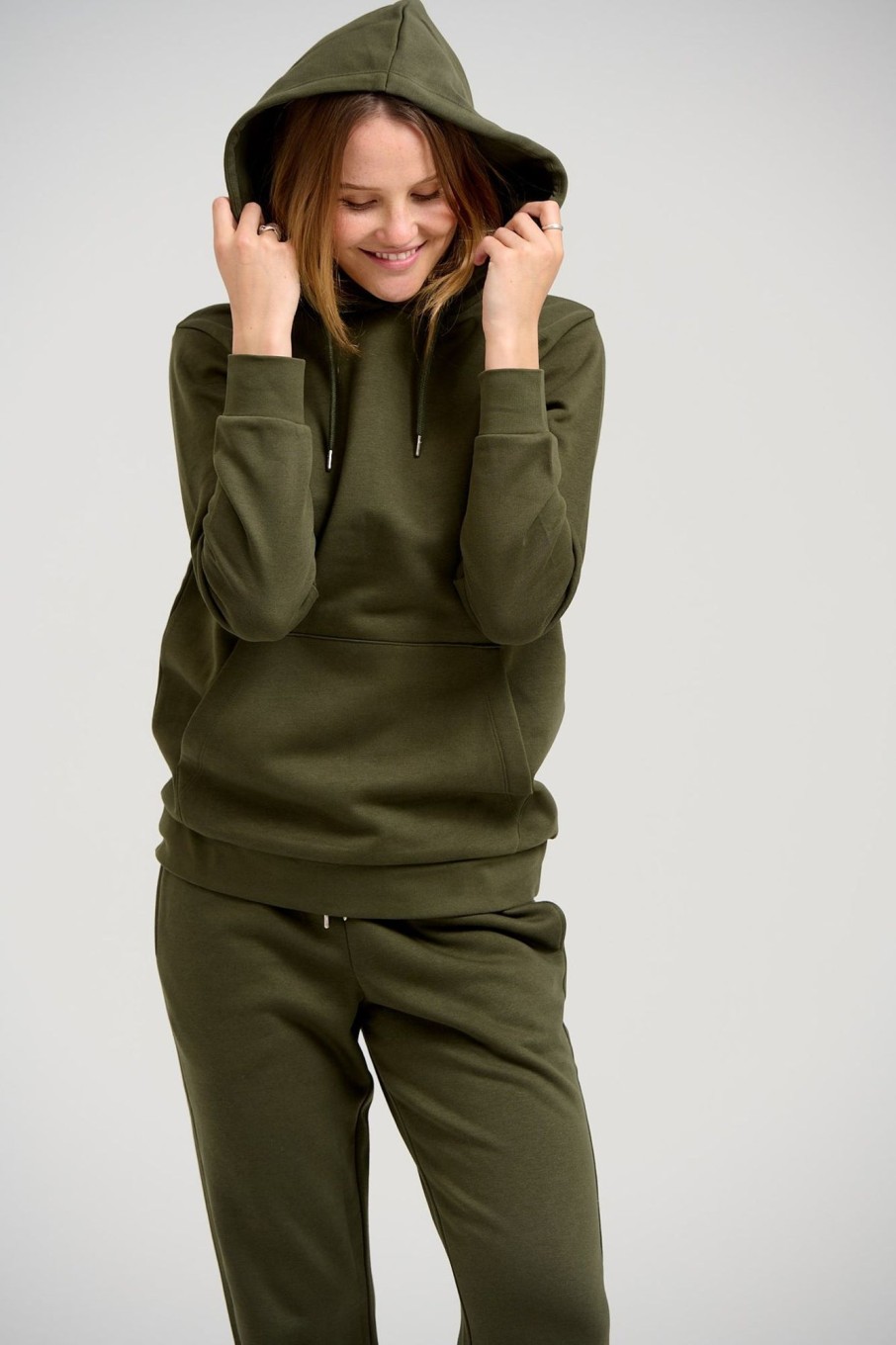 Dame TeeShoppen Trojer | Basic Hoodie Sweat - Morkegron