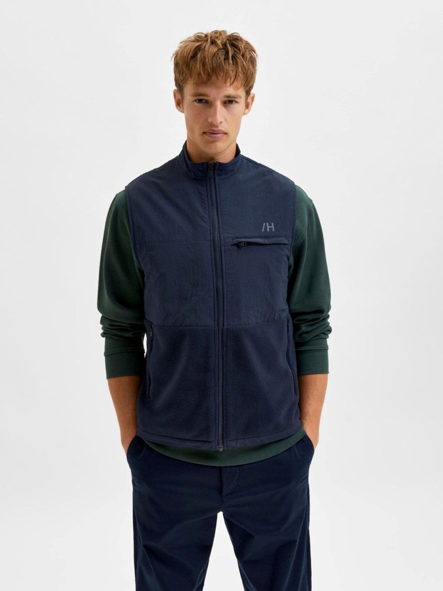 Herre Selected Homme Jakker & Frakker | Nohr Fleece Vest - Dark Navy