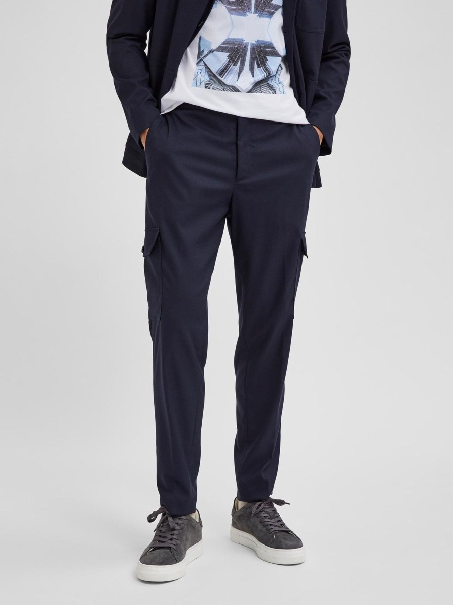 Herre Selected Homme Bukser | Reck Cargo Pants - Dark Sapphire