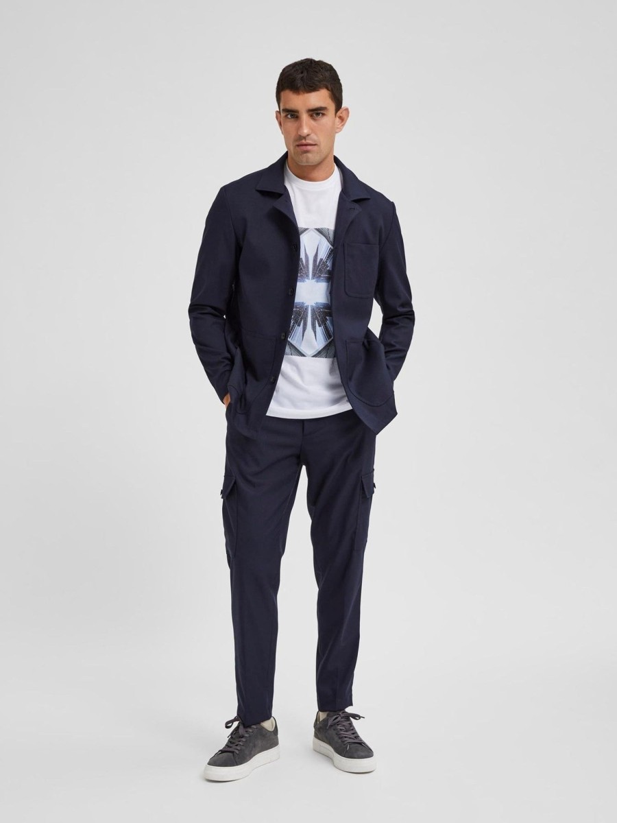 Herre Selected Homme Bukser | Reck Cargo Pants - Dark Sapphire