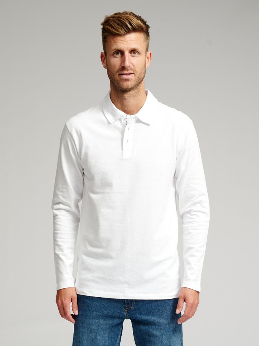 Herre TeeShoppen Poloshirts | Muscle Langaermet Polo Shirt - Hvid