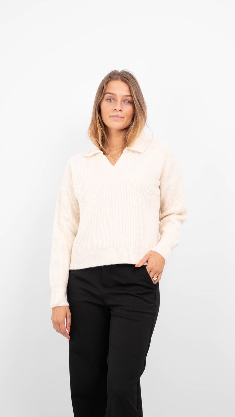 Dame Vero Moda Strik | Olina Collar Bluse - Birch