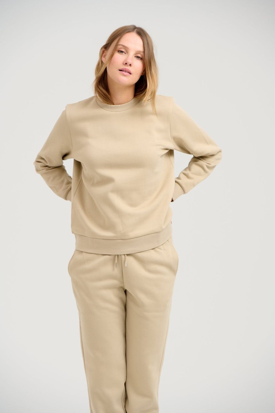 Dame TeeShoppen Trojer | Basic Sweatsaet (Mork Beige) - Pakketilbud (Dame)