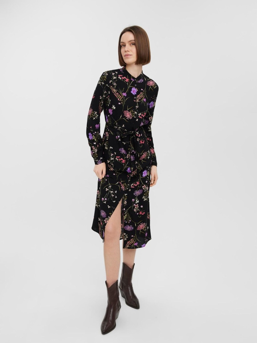 Dame Vero Moda Kjoler | Easy Long Sleeve Shirt Dress - Lilla