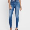 Dame ONLY Jeans | Blush Midsk Jeans - Medium Bla