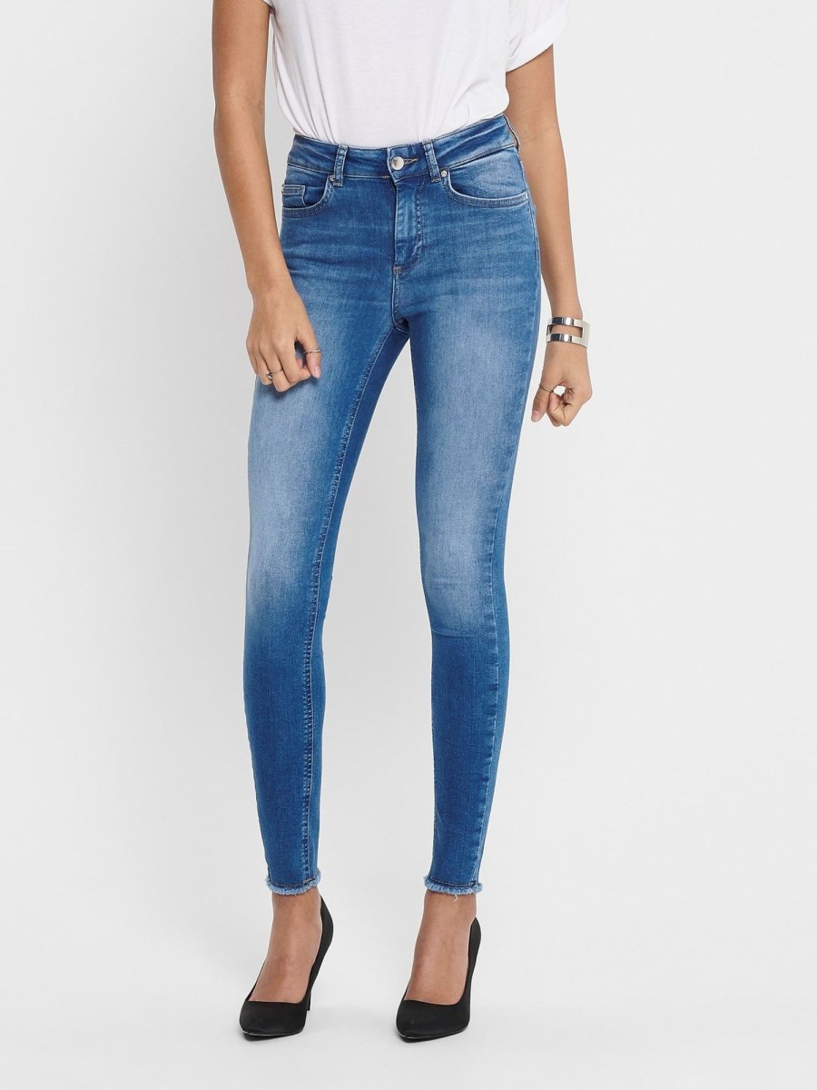 Dame ONLY Jeans | Blush Midsk Jeans - Medium Bla