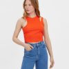 Dame Vero Moda T-Shirts & Toppe | Ofelia Neia Tank Crop Top - Cherry Tomato