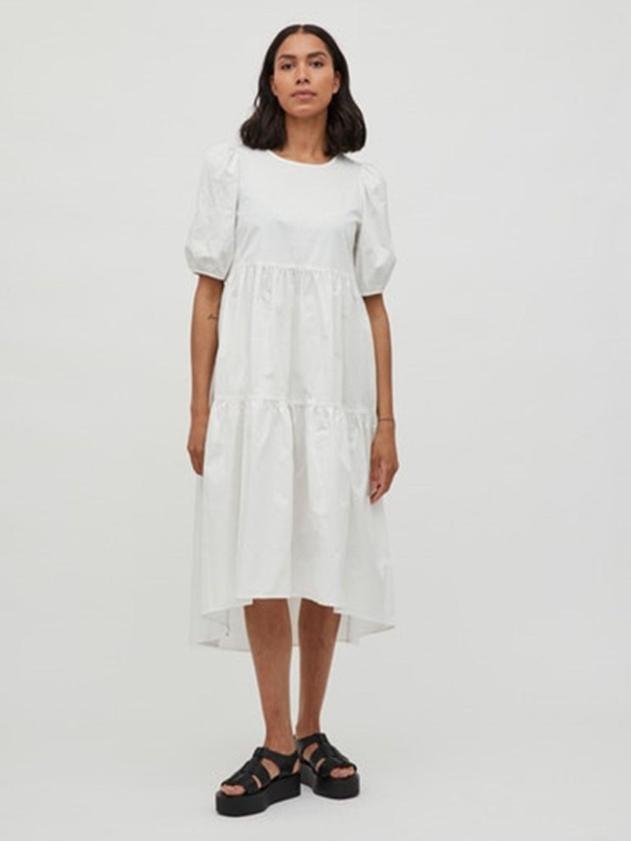 Dame VILA Kjoler | Donna 2/4 Dress - Hvid