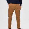 Herre Selected Homme Bukser | Miles Flex Chino Pant - Brun (Okologisk Bomuld)