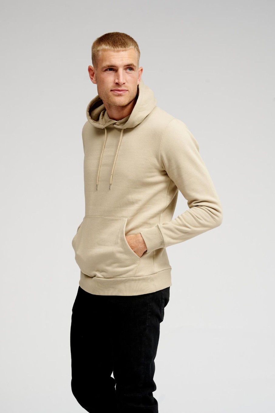 Herre TeeShoppen Trojer | Basic Hoodie Sweat - Mork Beige