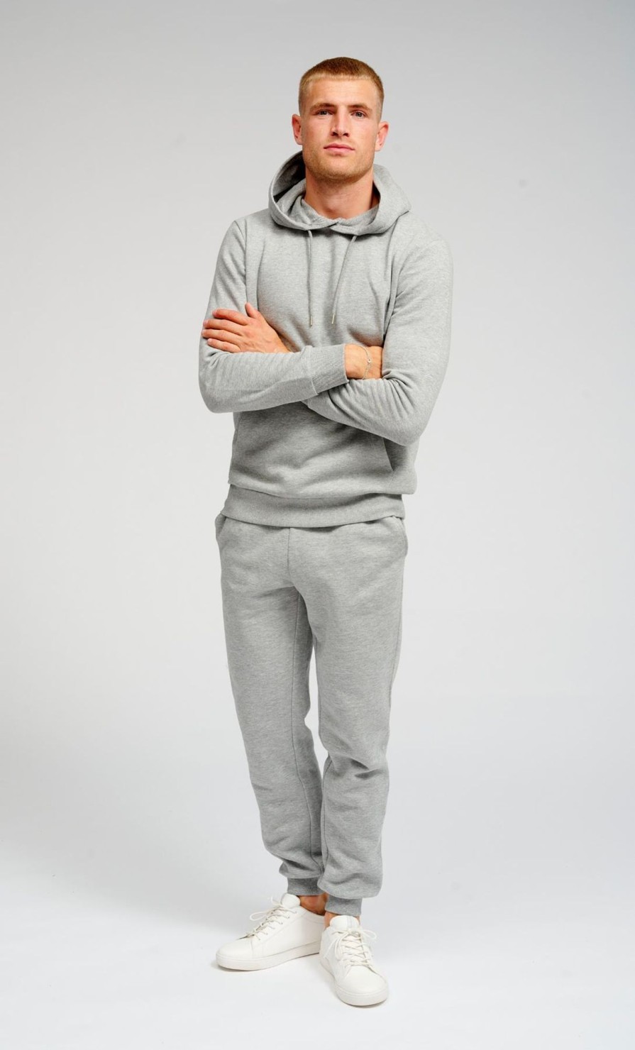 Herre TeeShoppen Trojer | Basic Sweatsaet M. Hoodie (Lys Gra Melange) - Pakketilbud