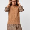 Dame Vero Moda Strik | Amina High Neck Vest - Tan