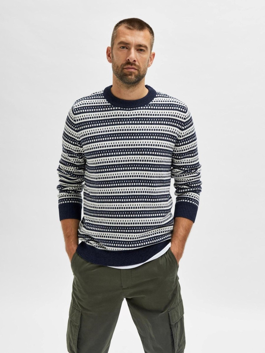 Herre Selected Homme Strik | Alfie Crew Neck - Egret