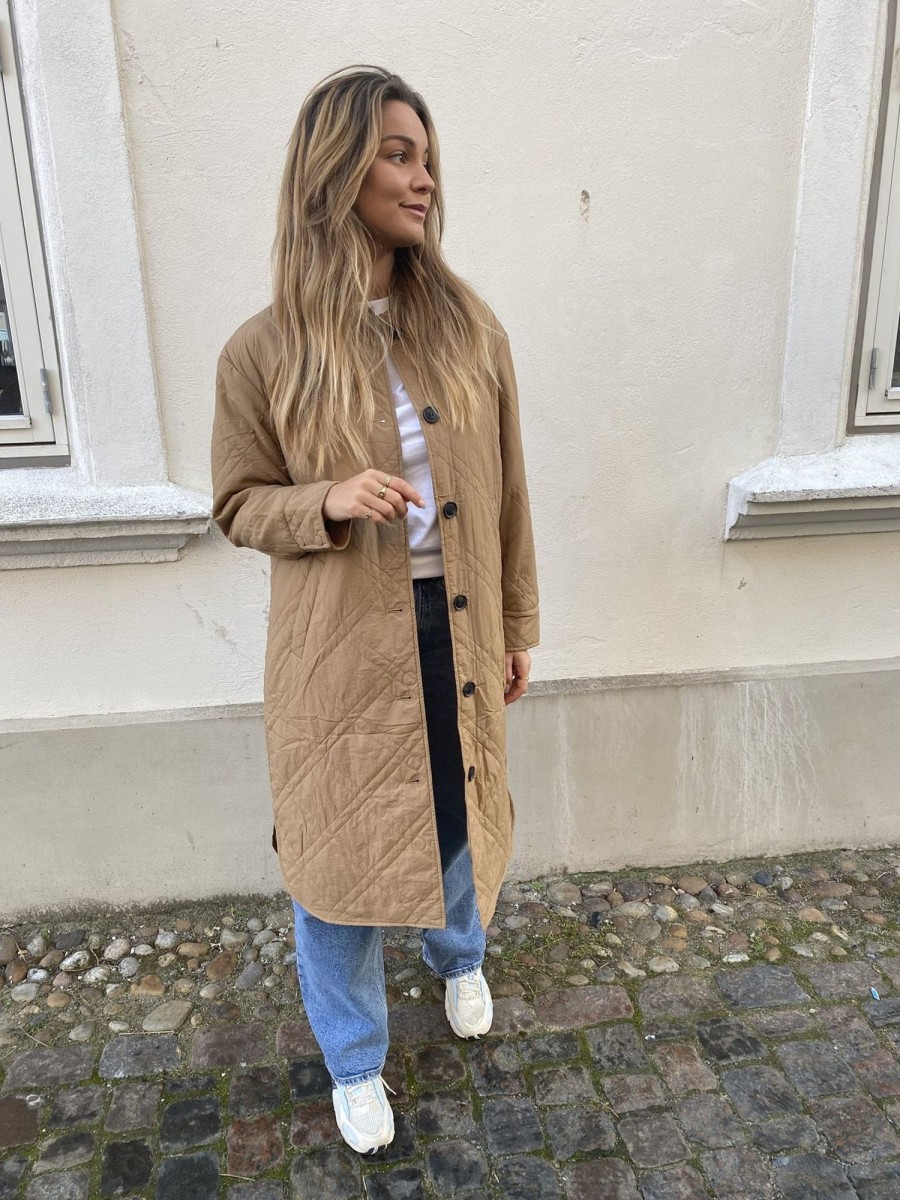 Dame Vero Moda Jakker & Frakker | Ambere Merson Long Coat - Tigers Eye