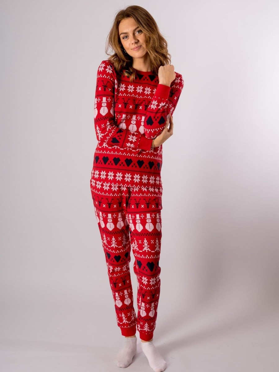 Dame TeeShoppen Undertoj & Stromper | Snowflake Women Pyjamas - Rod