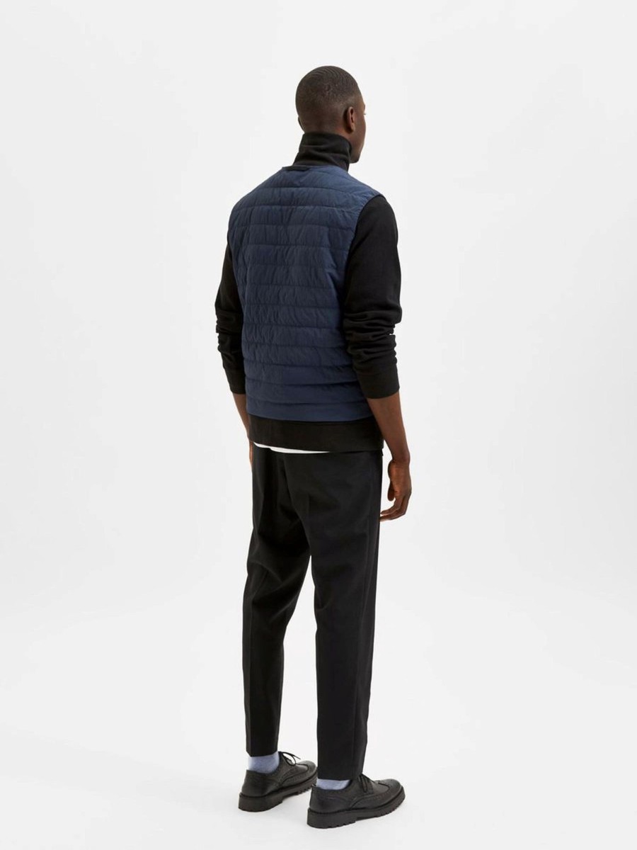 Herre Selected Homme Jakker & Frakker | Rund Halsudskaering Dynevest - Dark Sapphire