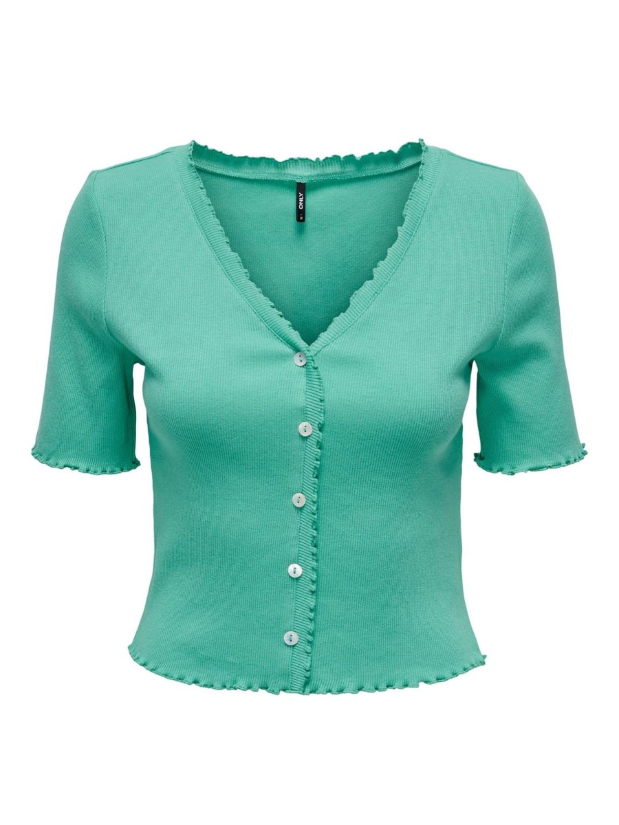 Dame ONLY Strik | Laila Button Top - Marine Green