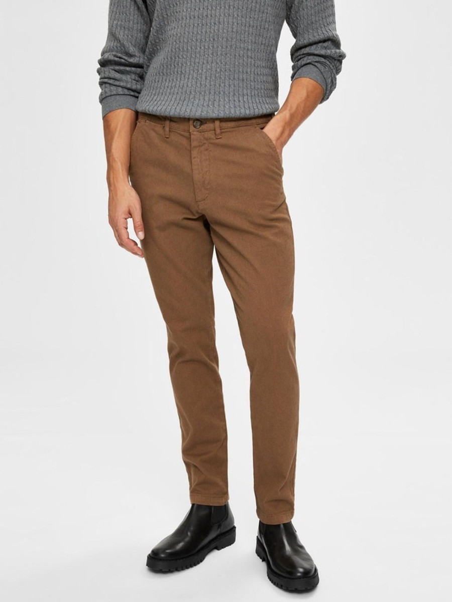 Herre Selected Homme Bukser | Miles Flex Structure - Otter (Slim)