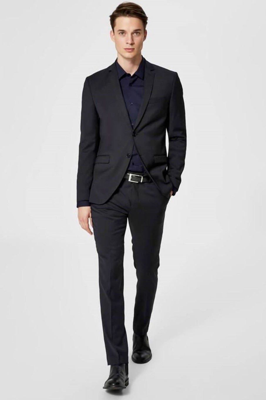 Herre Selected Homme Skjorter | Preston Skjorte - Slim Fit - Navy