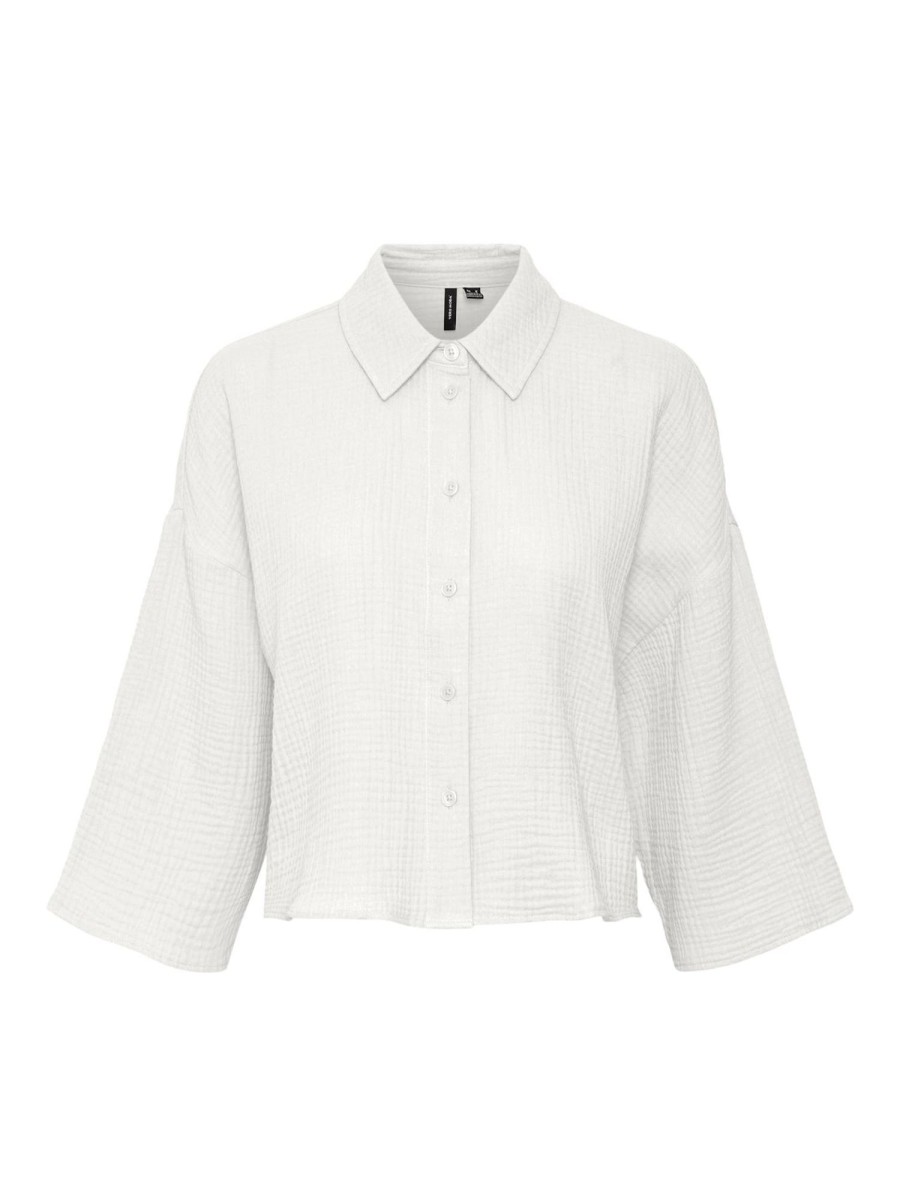 Dame Vero Moda Skjorter & Bluser | Natali Crop Shirt - Snow White