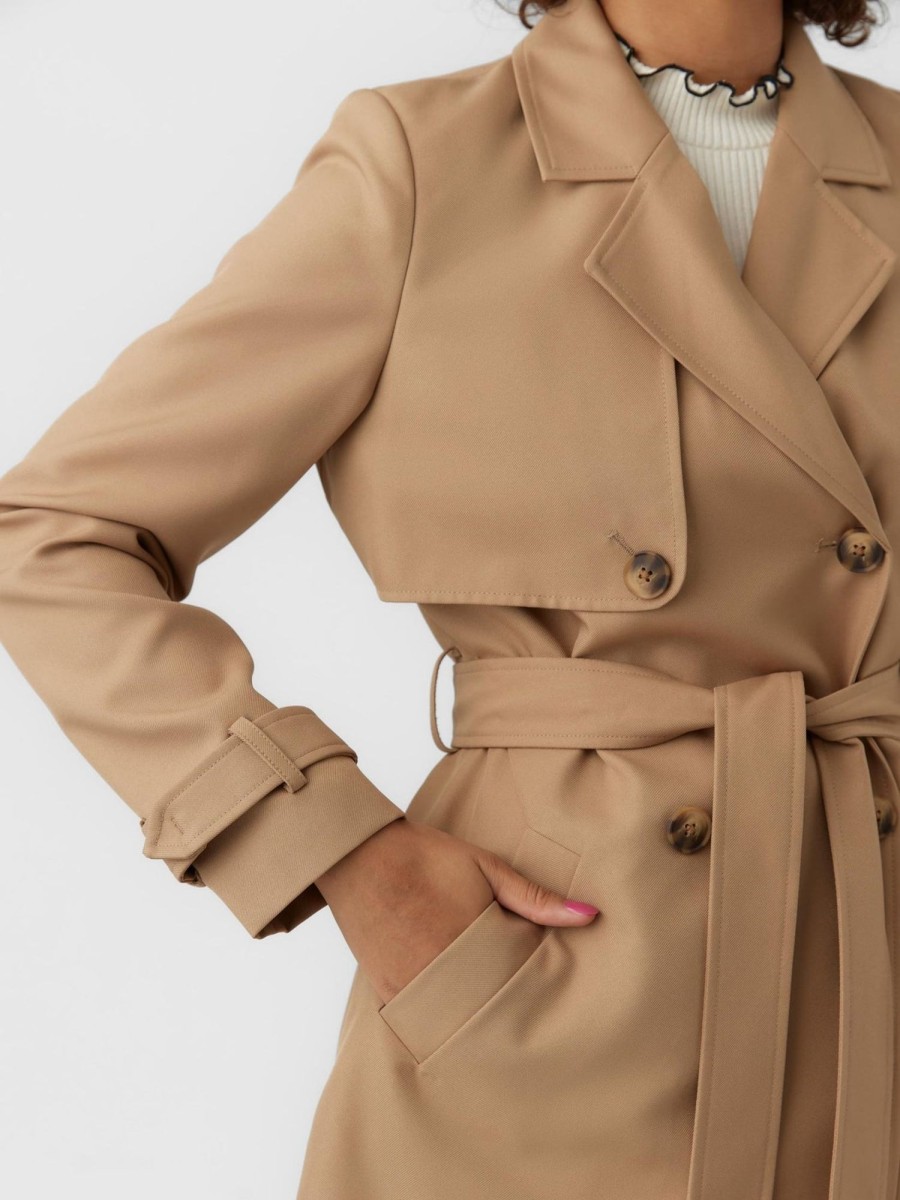 Dame Vero Moda Jakker & Frakker | Celeste Trench Coat - Tigers Eye