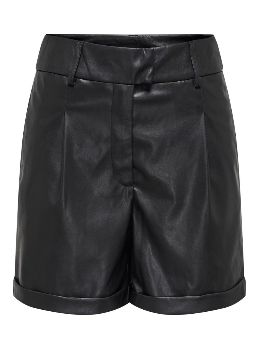 Dame ONLY Shorts | Emy Faux Leather Shorts - Sort