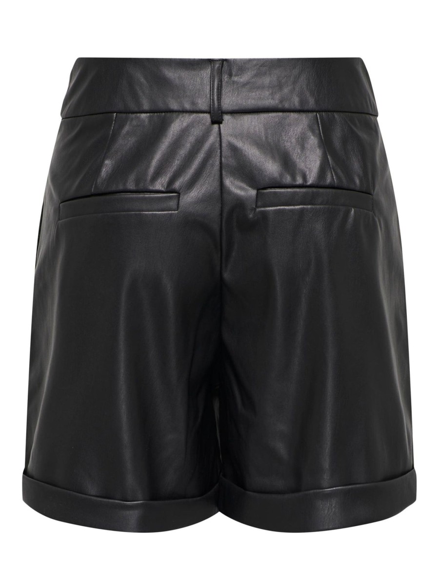 Dame ONLY Shorts | Emy Faux Leather Shorts - Sort