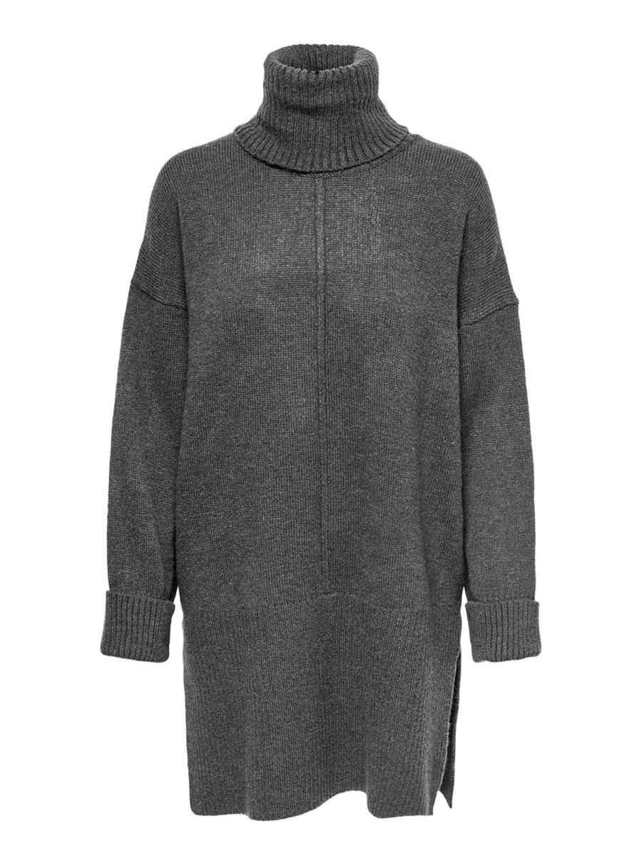 Dame ONLY Strik | Tatiana Roll Neck Pullover - Morkegra