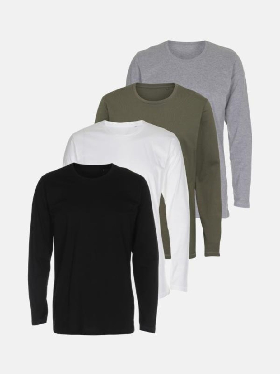 Herre TeeShoppen T-Shirts | Basic Langaermet T-Shirt - Pakketilbud (4 Stk.)