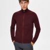 Herre Selected Homme Strik | Pima Bomulds Cardigan - Bordeaux Rod (Med Lynlas)