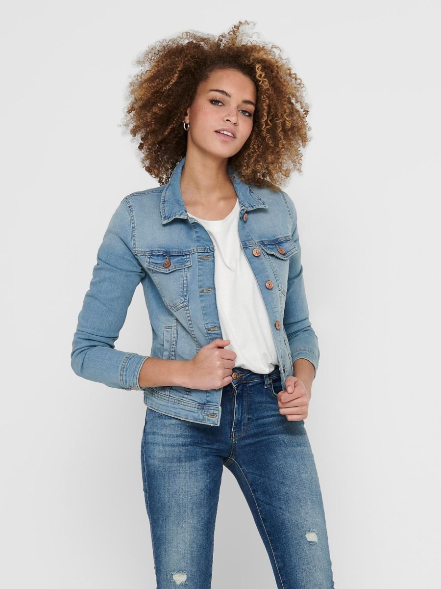 Dame ONLY Jakker & Frakker | Tia Denim Jacket - Light Blue Denim