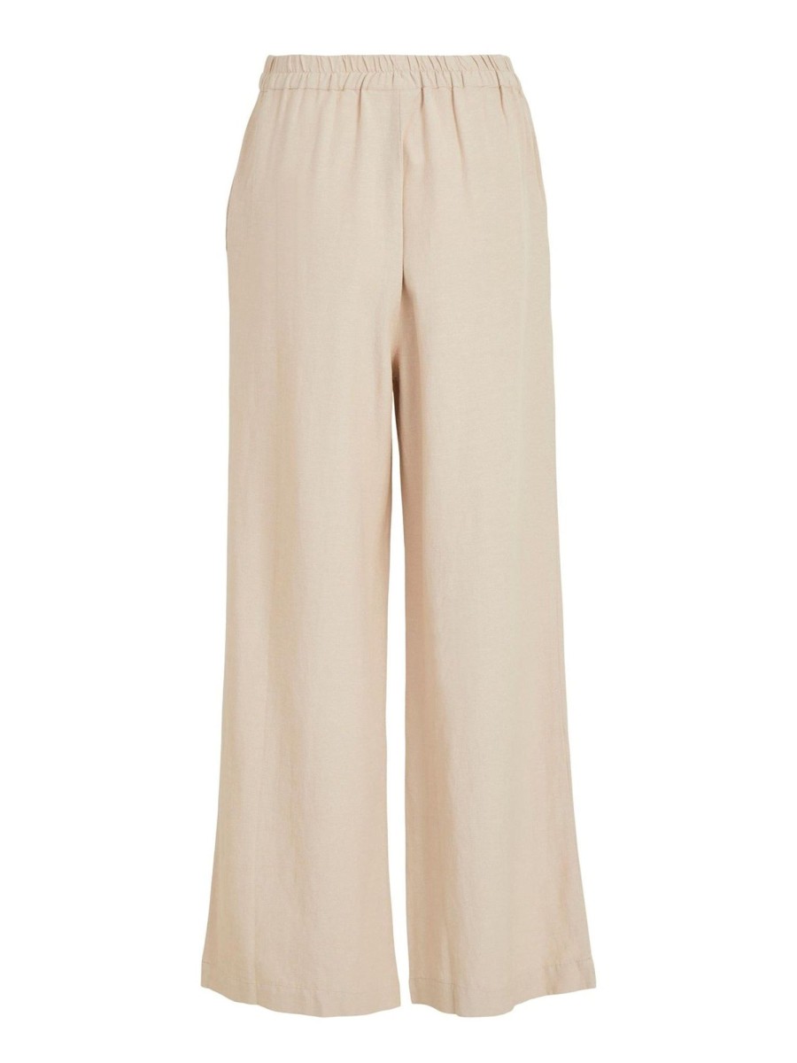 Dame VILA Bukser | Prisilla High Waist Wide Pants - Cement