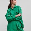 Dame PIECES Skjorter & Bluser | Chrilina Oversized Shirt - Simpel Gron