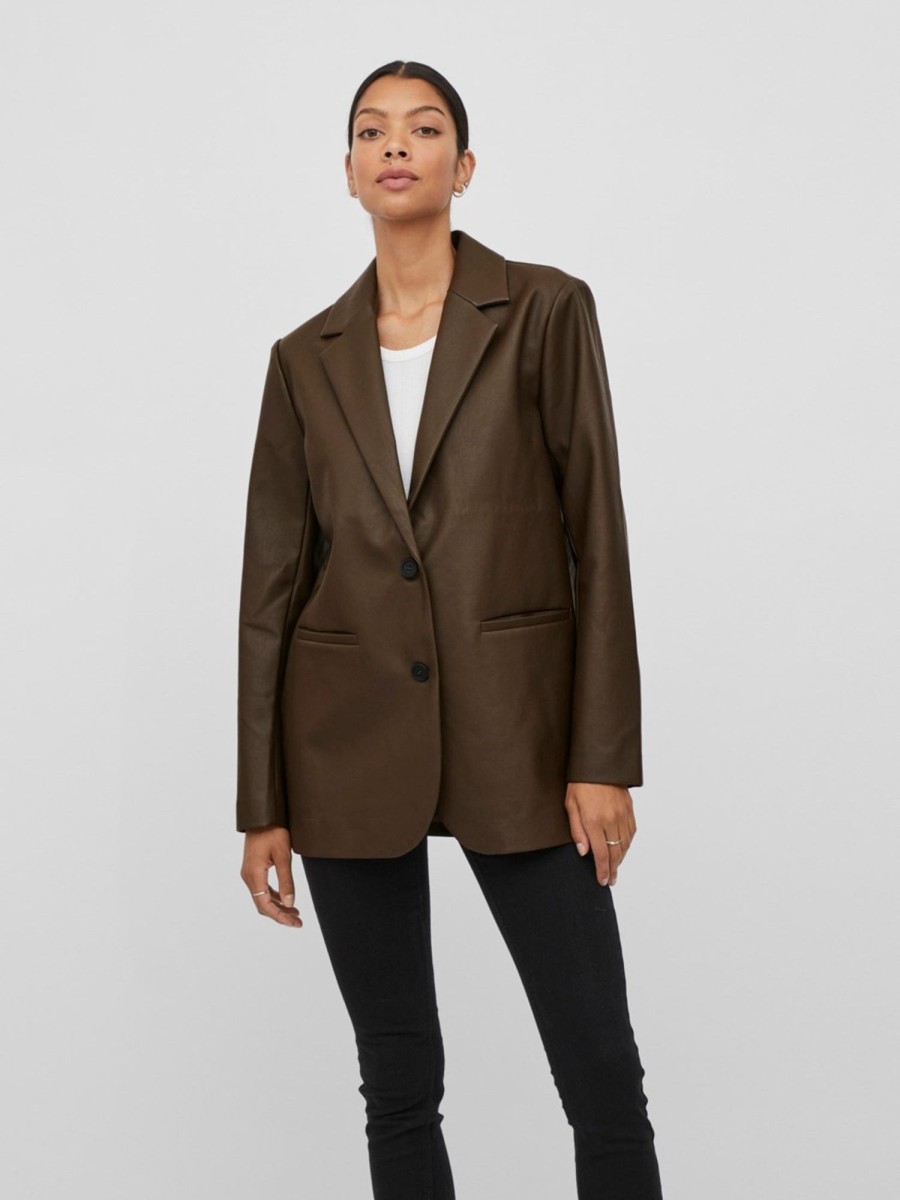 Dame VILA Blazere | Maya Coated Blazer - Demitasse