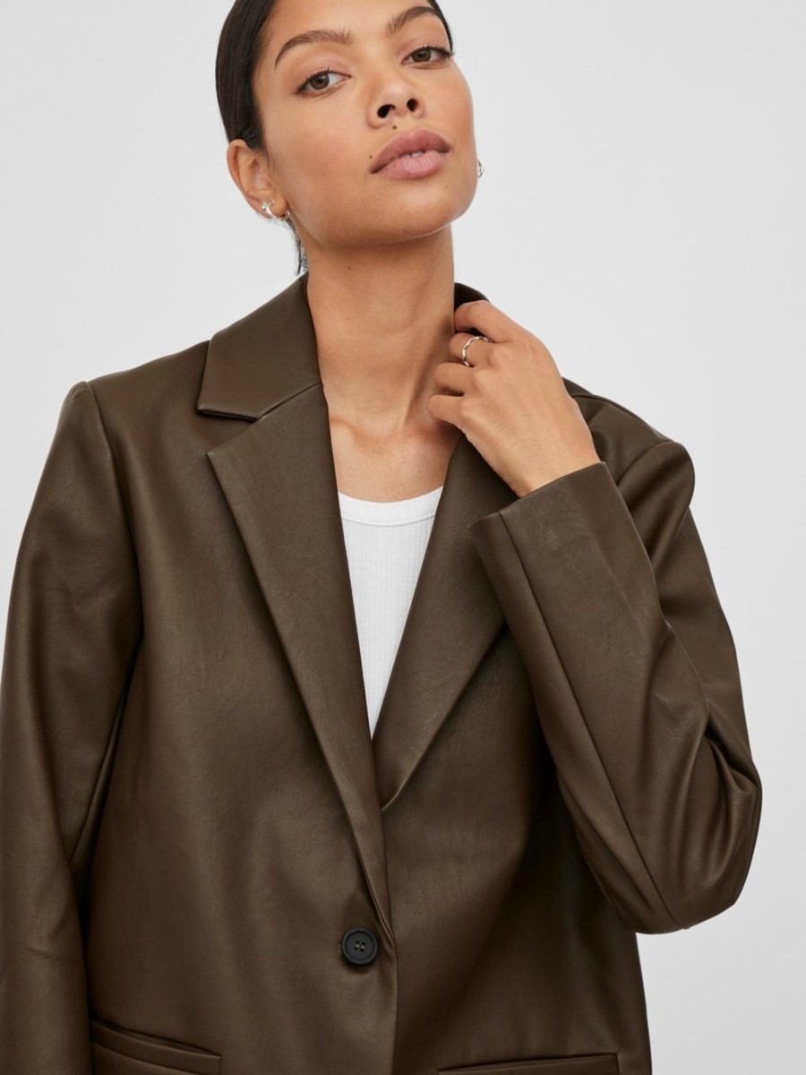 Dame VILA Blazere | Maya Coated Blazer - Demitasse