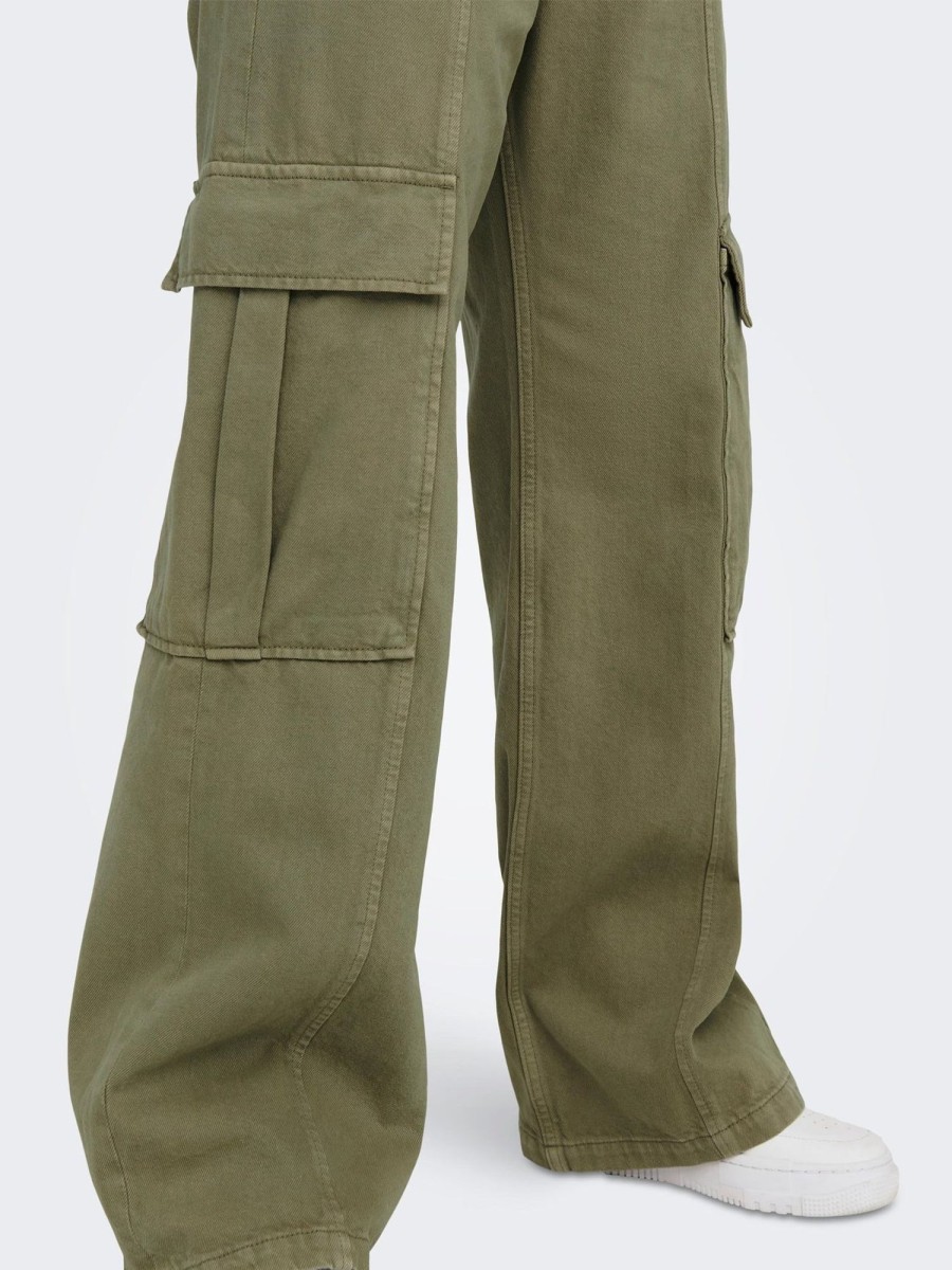 Dame ONLY Bukser | Hope High Waist Cargo Pants - Aloe