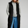 Dame TeeShoppen Jakker & Frakker | Lang Puffer Vest - Sort