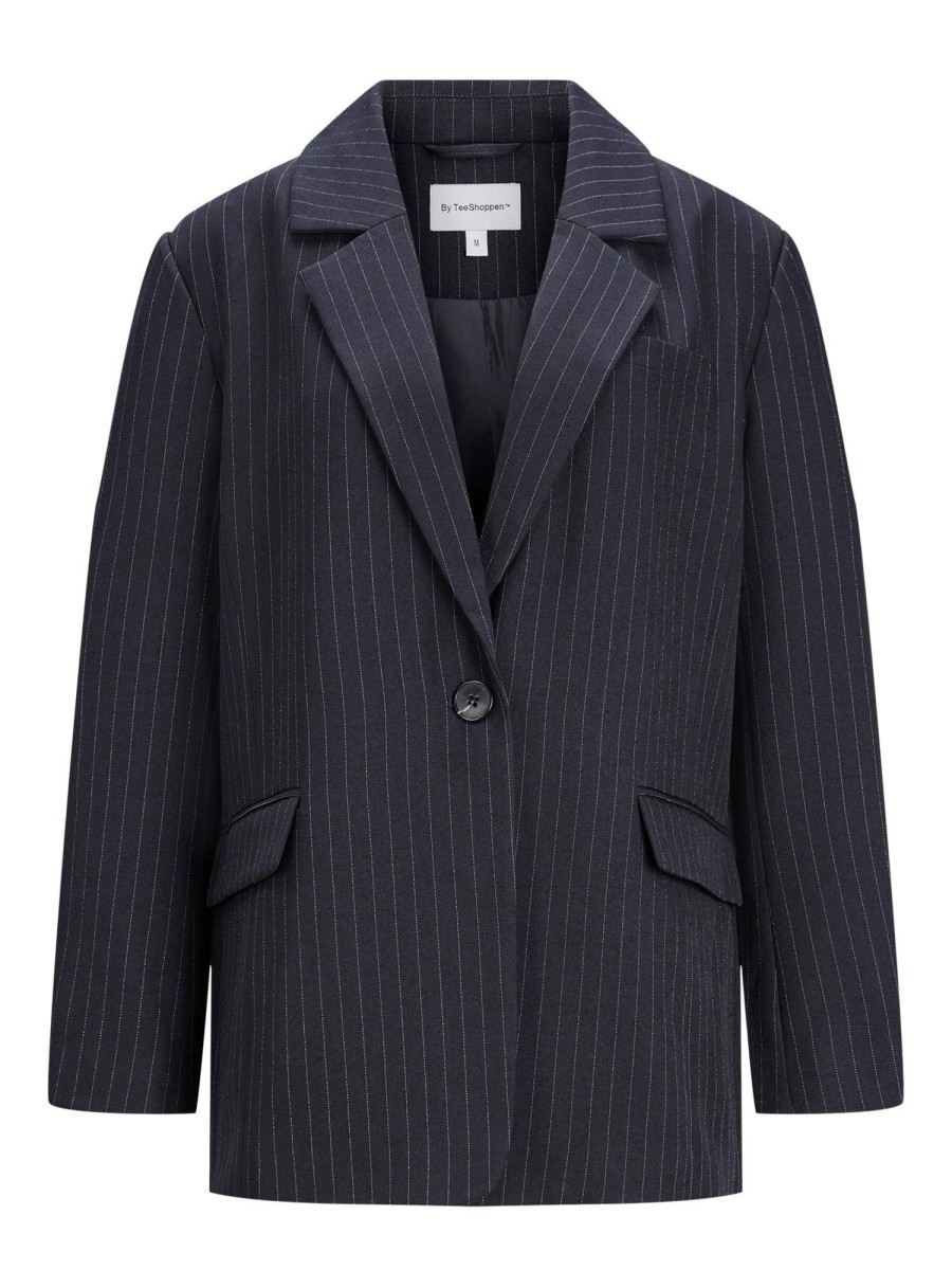 Dame TeeShoppen Suits | Oversized Blazer - Navy Pinstripe