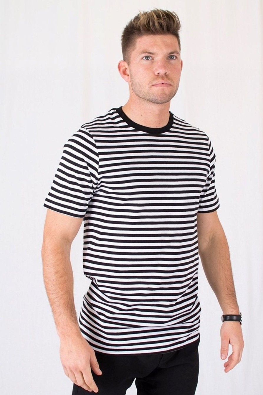 Herre TeeShoppen T-Shirts | Norregade Stripe - Sort-Hvid