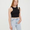 Dame Vero Moda T-Shirts & Toppe | Ofelia Neia Tank Crop Top - Sort